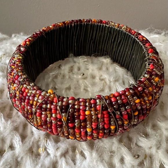 Vintage GORGEOUS Seed Bead CUFF Bangle BRACELET - Picture 4 of 11